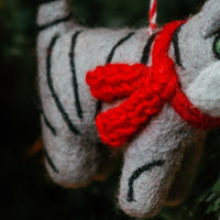 Felt Holiday Scarf Cat Ornament