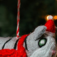 Felt Holiday Scarf Cat Ornament