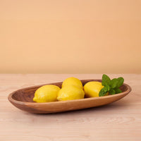 Wooden Salad Bowl - Oval, 13" | Serving Bowl for Salads and Pasta | Fruit Bowl for Kitchen Countertop | Decorative Centerpiece Dough Bowl | Raw Olive Wood Grain, Rustic, Hand Carved, African