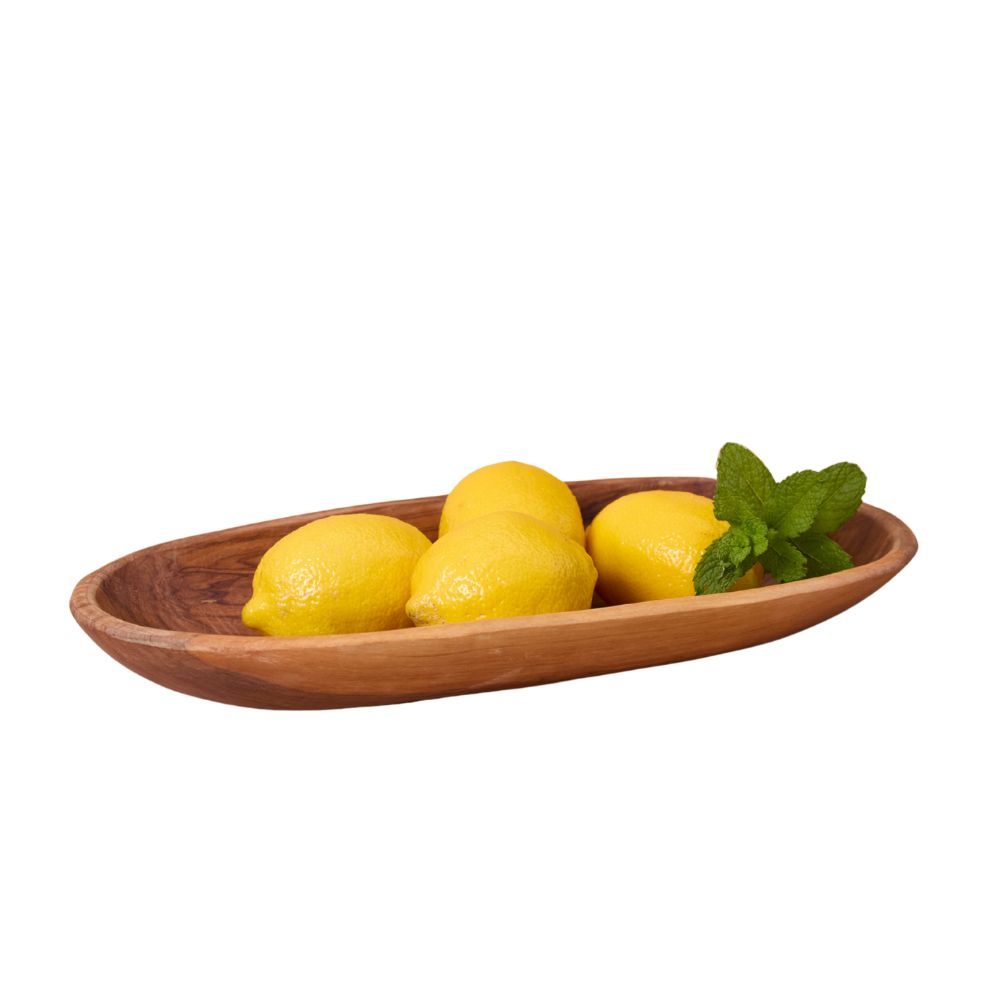 Wooden Salad Bowl - Oval, 13" | Serving Bowl for Salads and Pasta | Fruit Bowl for Kitchen Countertop | Decorative Centerpiece Dough Bowl | Raw Olive Wood Grain, Rustic, Hand Carved, African