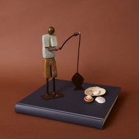 Shona Stone Standing Fishing Sculpture