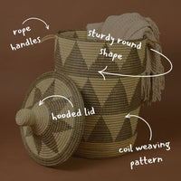 Large Decorative Wicker Storage Basket, 18" Wide, 23" Tall