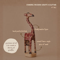 Wooden Standing Giraffe Painted Sculptures for Office