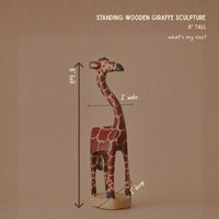 Wooden Standing Giraffe Painted Sculptures for Office