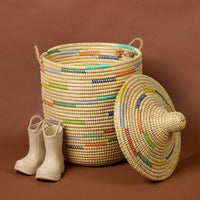 Small Decorative Wicker Basket with Hood Lid, 12" Wide, 14" Tall