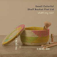 Small Decorative Shelf Basket with Lid, 10-12" Wide