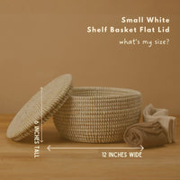 Small Decorative Shelf Basket with Lid, 10-12" Wide