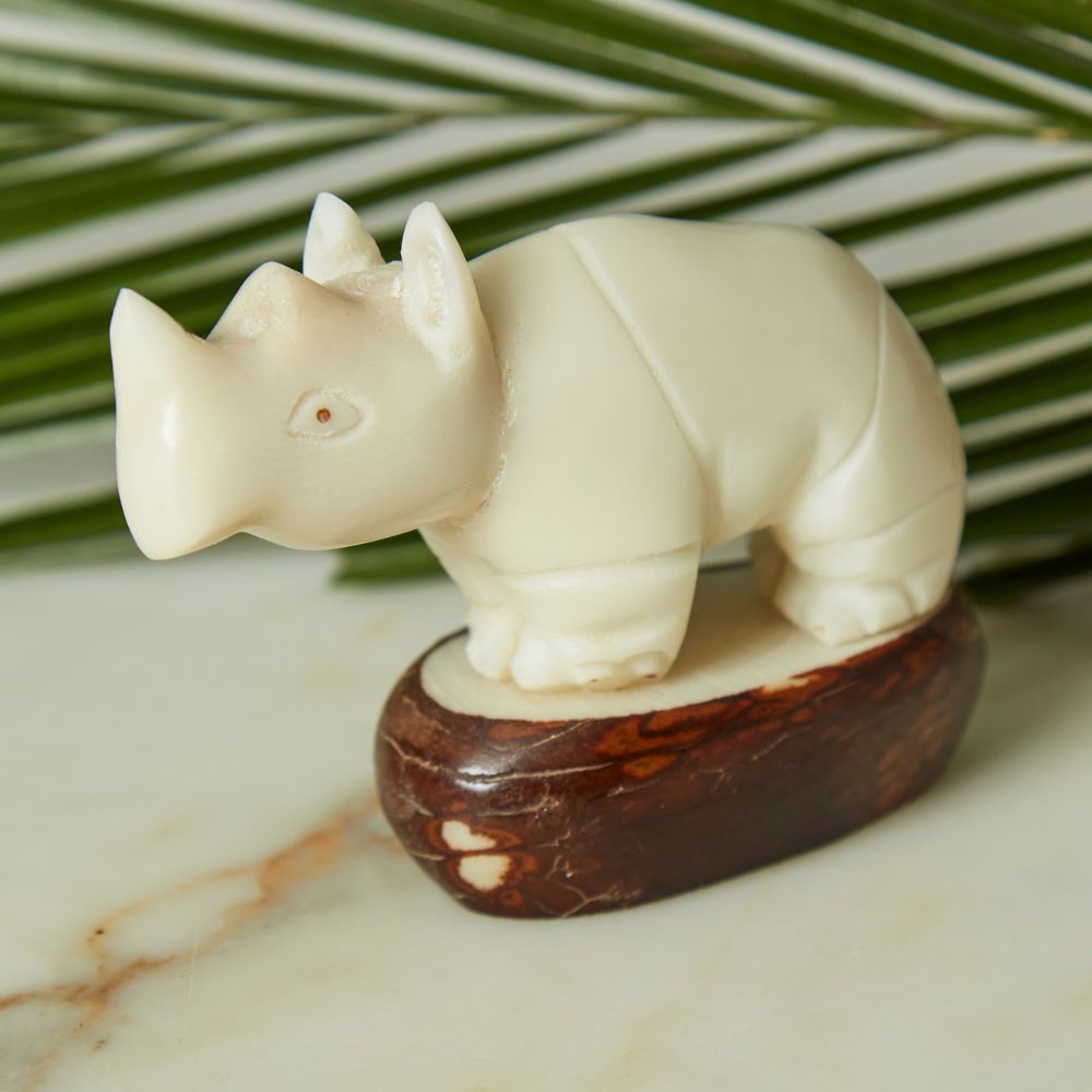 Mini Tagua Ivory Rhino Figurine – Artisan Variety