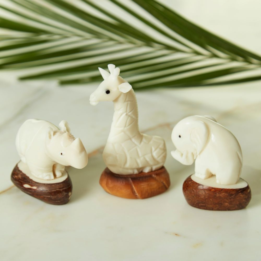Mini Tagua Ivory Safari Figurine Set – Artisan Variety