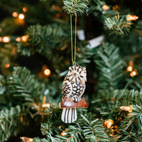 Mini Tagua Ivory Owl Branch Ornament