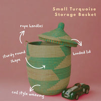 Small Decorative Wicker Basket with Hood Lid, 12" Wide, 14" Tall