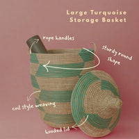 Large Decorative Wicker Storage Basket, 18" Wide, 23" Tall