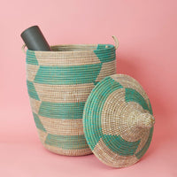 Large Decorative Wicker Storage Basket, 18" Wide, 23" Tall