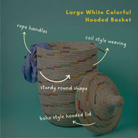 Large Decorative Wicker Storage Basket, 18" Wide, 23" Tall