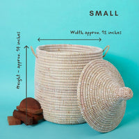 Small Decorative Wicker Basket with Hood Lid, 12" Wide, 14" Tall