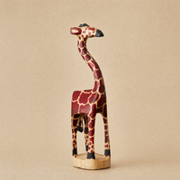 Wooden Standing Giraffe Painted Sculptures for Office