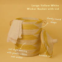 Yellow White Decorative Wicker Baskets