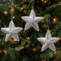 Silver Zardozi Star Ornament Set