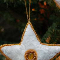 White Zardozi Star Ornament