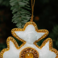 White Zardozi Cross Ornament