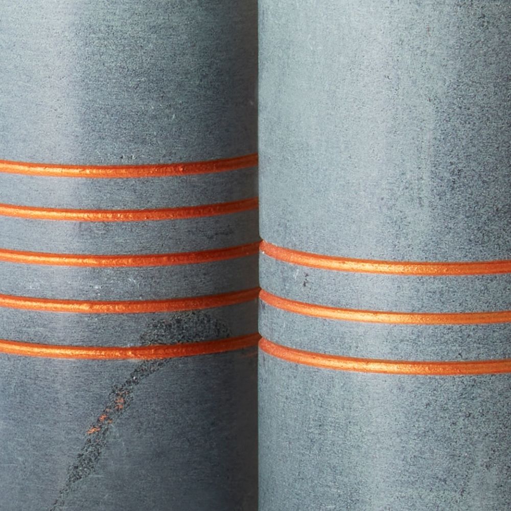 Copper Stripes Gray Stone Salt Pepper Shakers