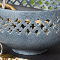 Lattice Gray Stone Keys Paper Clips Ring Dish