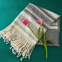 Black Stripes Wool Throw Blanket