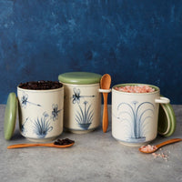 Vintage Dragon Fly Small Canister Set with Wood Spoons