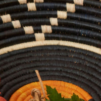 Extra Large Black Burst Raffia Woven Fruit Bread Bowl