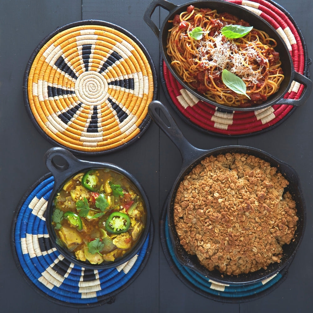 Trivets for Hot Dishes, Hot Pots and Pans, Thick Heat Resistant Large Coasters for Kitchen, Hot Pads, Kitchen Essentials, Kitchen Decor for Table & Countertop | Colorful Woven Trivets Set, 8", African