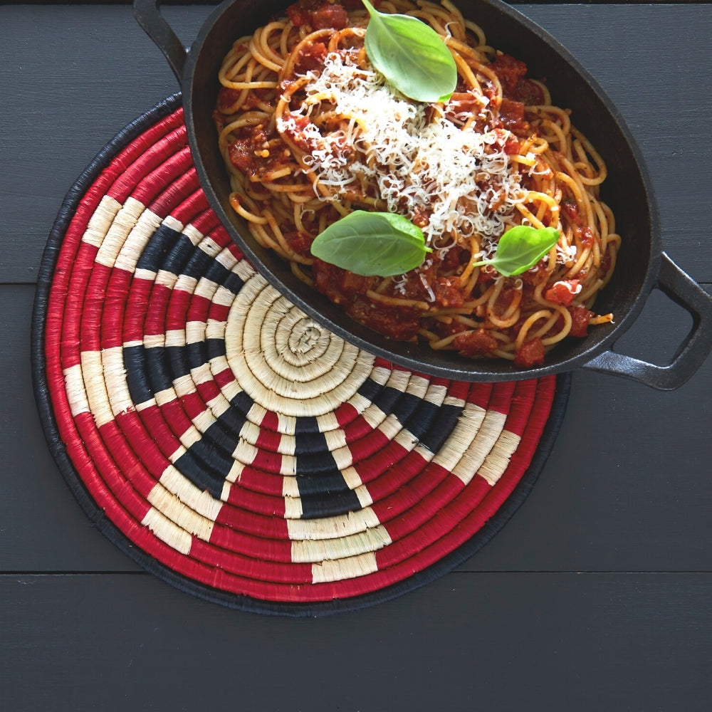 Trivets for Hot Dishes, Hot Pots and Pans, Thick Heat Resistant Large Coasters for Kitchen, Hot Pads, Kitchen Essentials, Kitchen Decor for Table & Countertop | Colorful Woven Trivets Set, 8", African