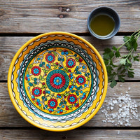 Ceramic Small Palestine Yellow Floral Round Dish