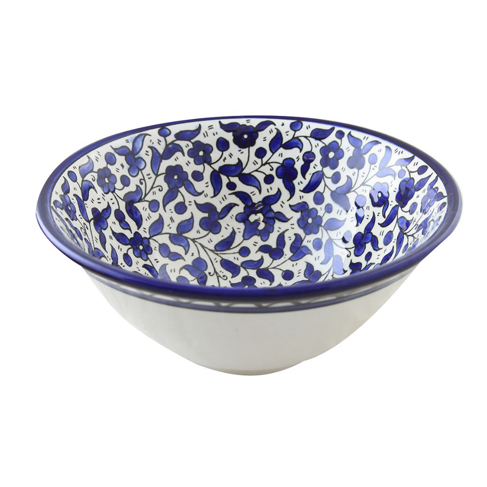 Ceramic Palestine Blue Floral Serving Deep Bowl Set