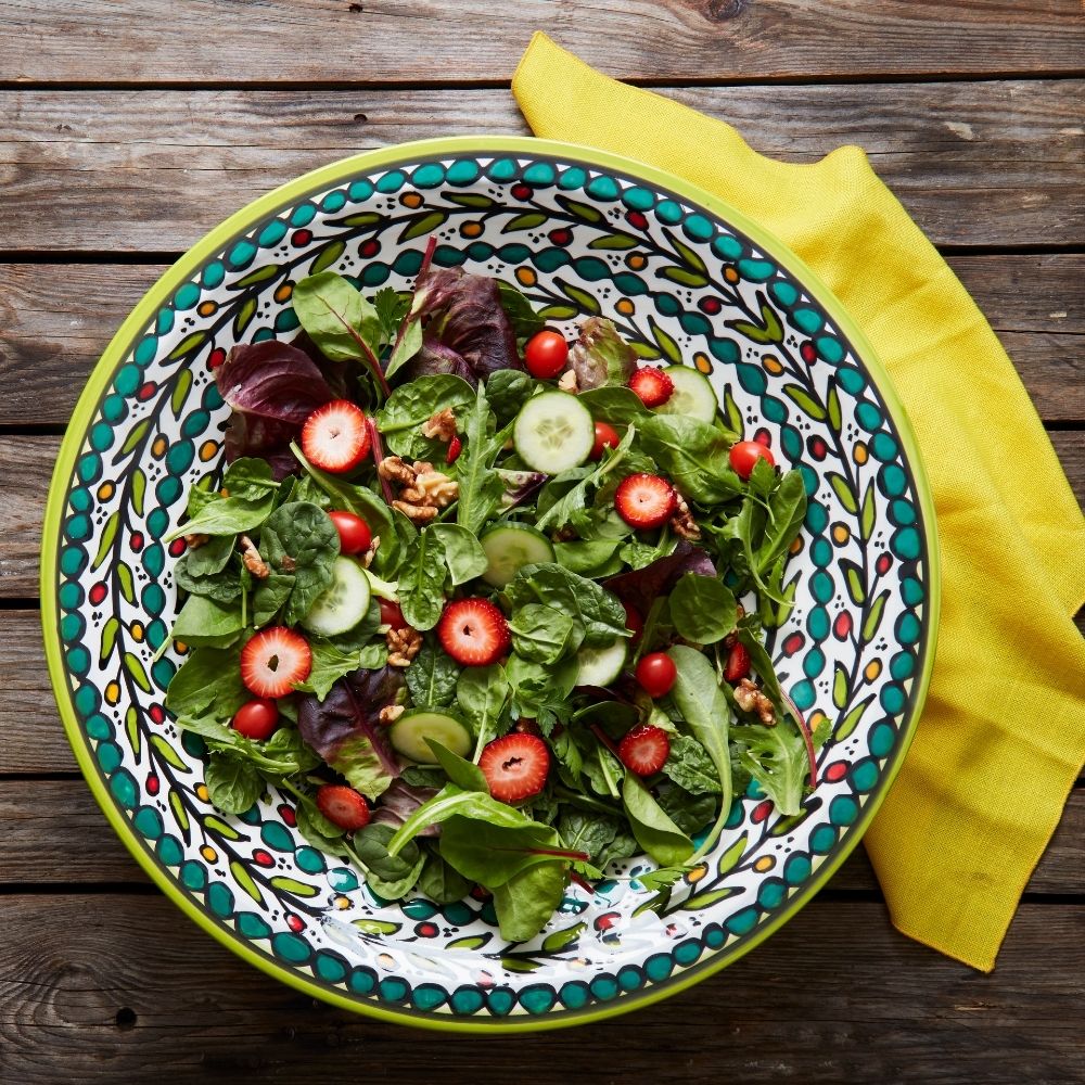 Ceramic Palestine Green Colorful Vine Jumbo Bowl