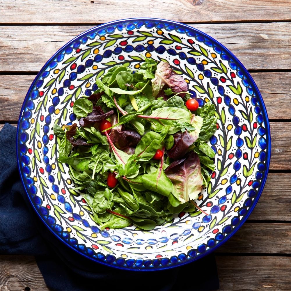 Ceramic Palestine Blue Colorful Vine Jumbo Bowl