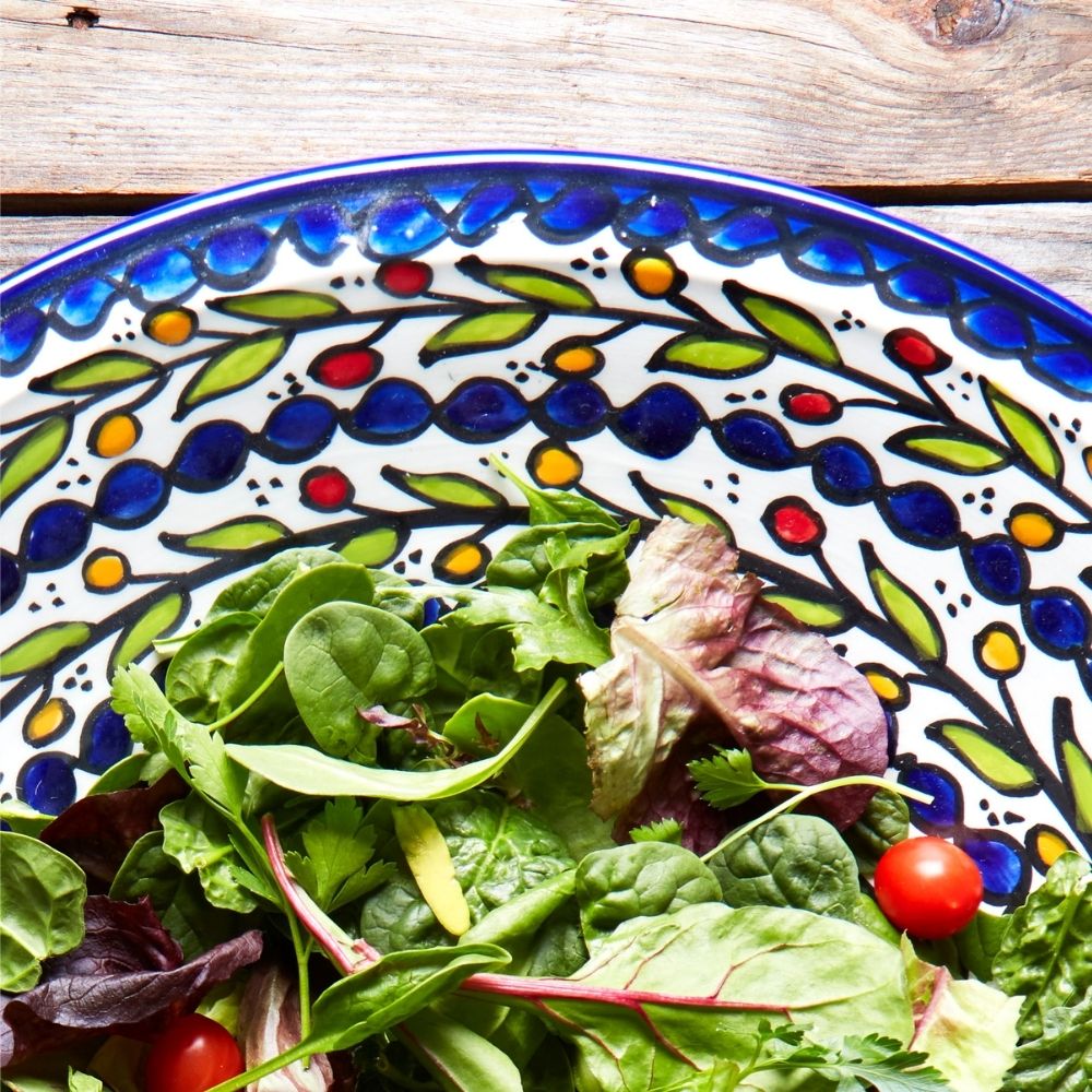 Ceramic Palestine Blue Colorful Vine Jumbo Bowl