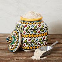 Ceramic Large Palestine Yellow Colorful Vine Canister