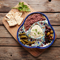 Ceramic Palestine Blue Floral Chips Dip Bowl