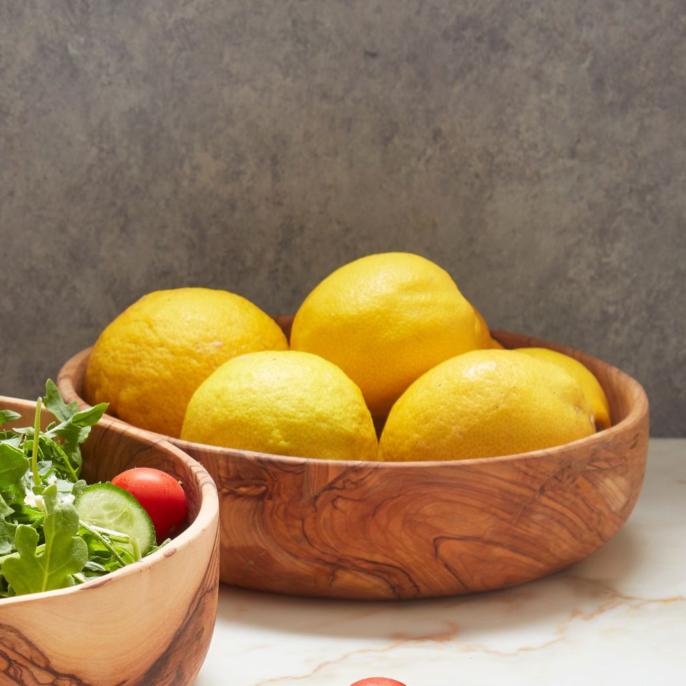 Palestine Medium Hand Carved Olive Wood Salad Bowl Set