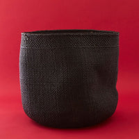 Large Black Iringa Indoor Planter Toy Storage Woven Basket