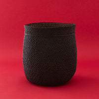 Medium Black Iringa Indoor Planter Toy Storage Woven Basket