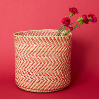 Red Iringa Basket Indoor Planter Toy Storage Woven Set