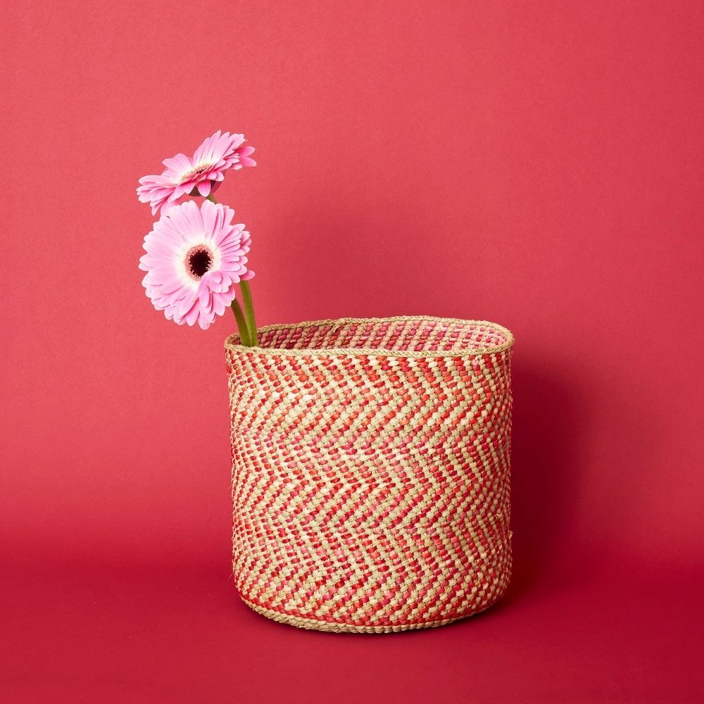 woven indoor planter Small Red Iringa Indoor Planter Toy Storage Woven Basket – Artisan Variety