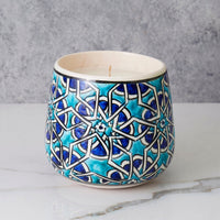 Medium Blue Mosaic Ceramic Bowl Candle