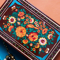 Brown Spring Floral Velvet Jewelry Box