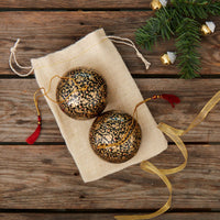 Gold Mistletoe Bells Ornament Set of 4