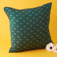 India Dark Green Woven Ikkat Pillow Cover