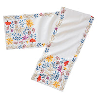 Spring Floral Embroidery Table Runner