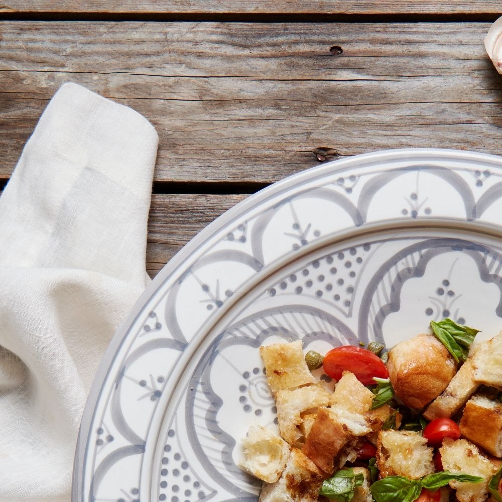 Gray Arabesque Ceramic Serving Platter