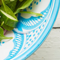 Turquoise Arabesque Ceramic Serving Bowl